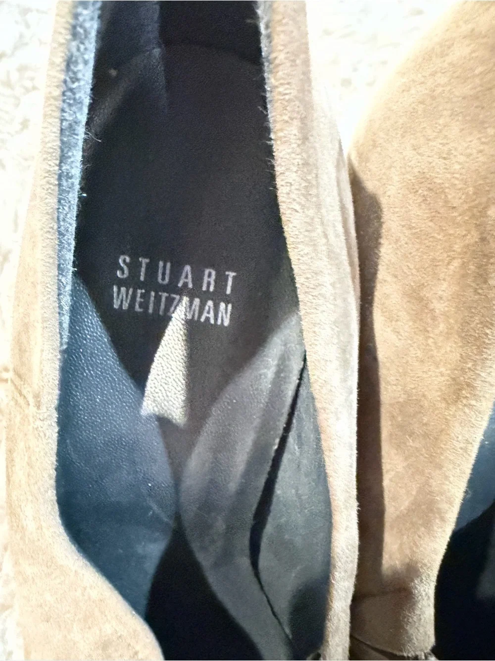 Stuart Weitzman Taupe Suede Wedge Booties